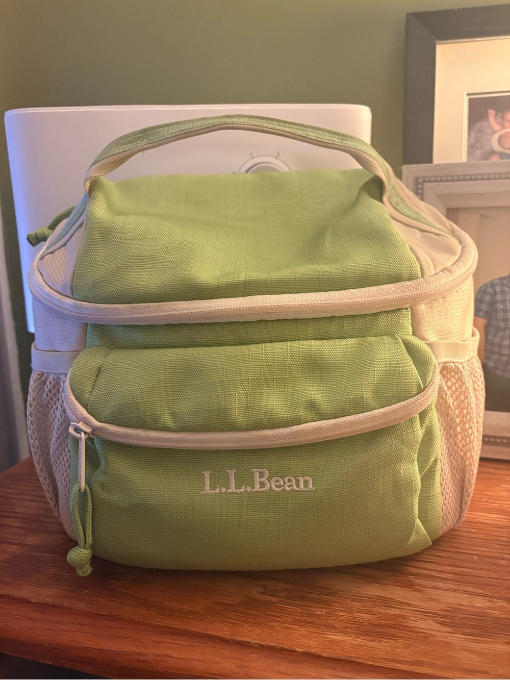 L.L. Bean Lime Green and Cream Travel Cooler bag